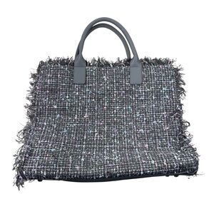 ah. dorned Vegan Leather Tweed Woven Lilac Purple Tote Work Bag Travel Pockets